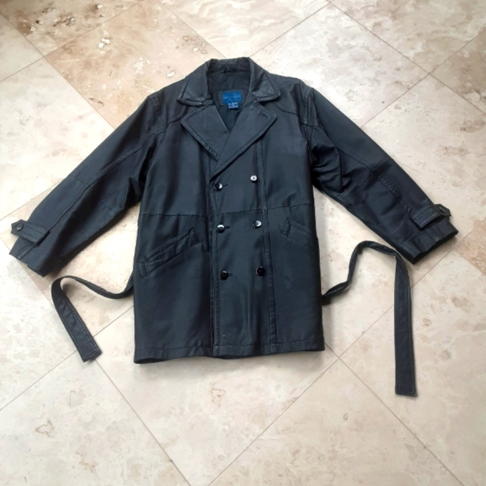 Vintage 1980s Nappa Leather Trench Coat By Towncraft, Full Quilted Lining, MINT